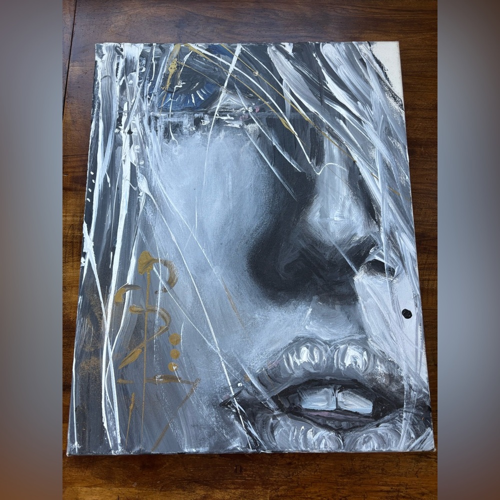 Modern Portrait Canvas mix oil acrylic paints